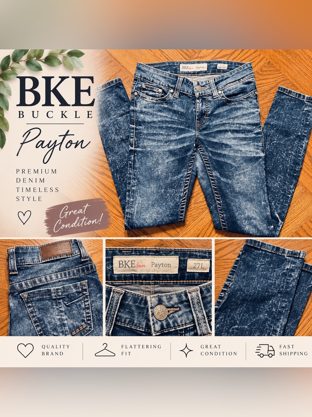 BKE Payton Women's Skinny Jeans - Acid Wash Blue